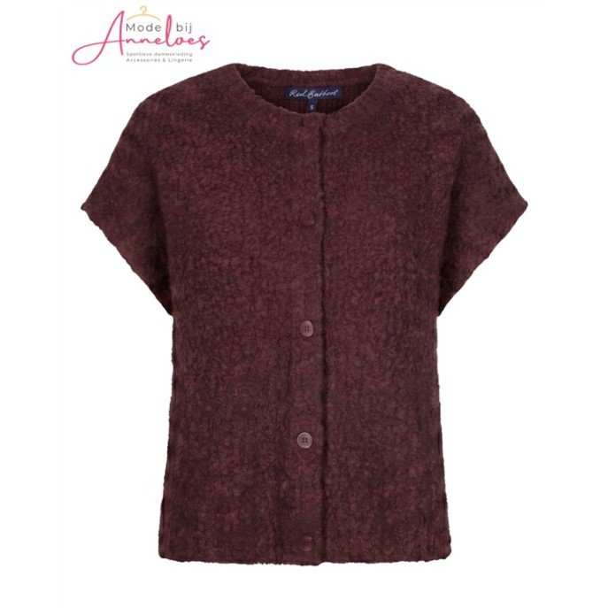 Red Button Vest Mouwloos Bouclé SRB5074 Donker Burgundy